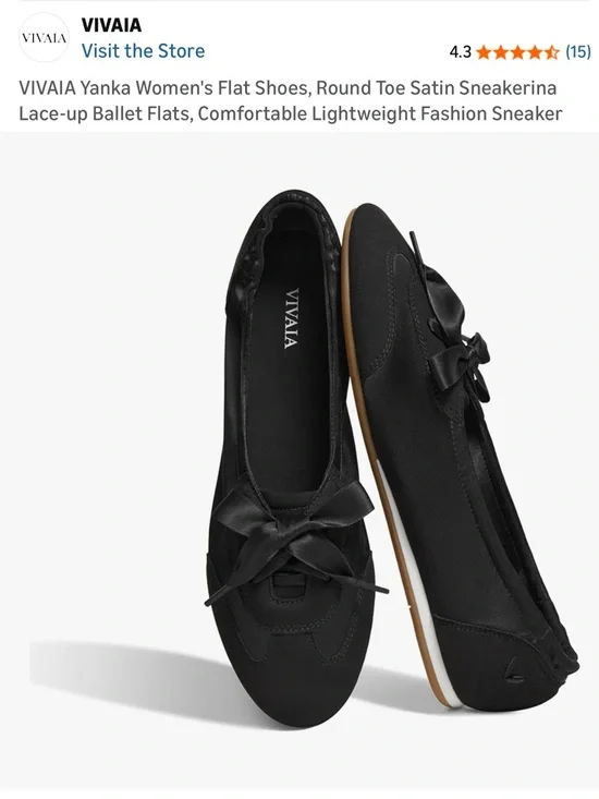 Vivaia Satin Ribbon Sneakers - Black - Picture 1 of 5